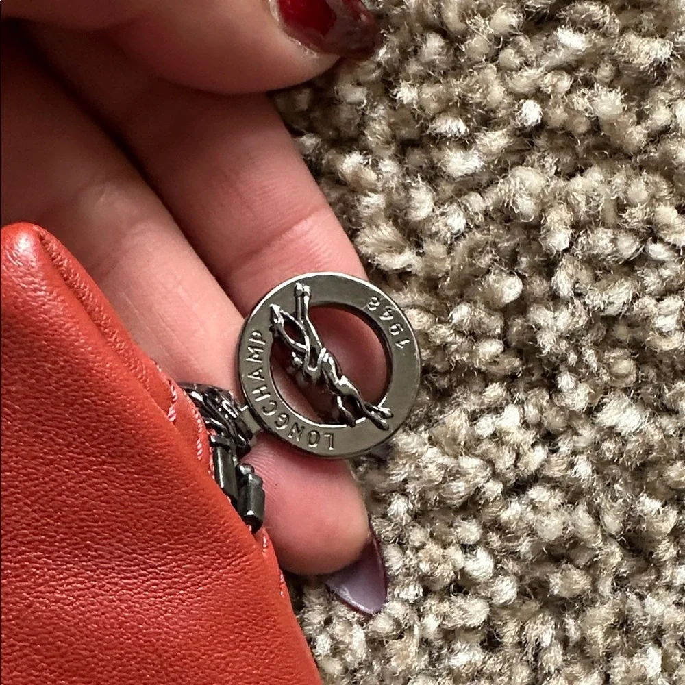 Longchamp Le Pilage Cuir Red Leather Crossbody Bag - Picture 3 of 9